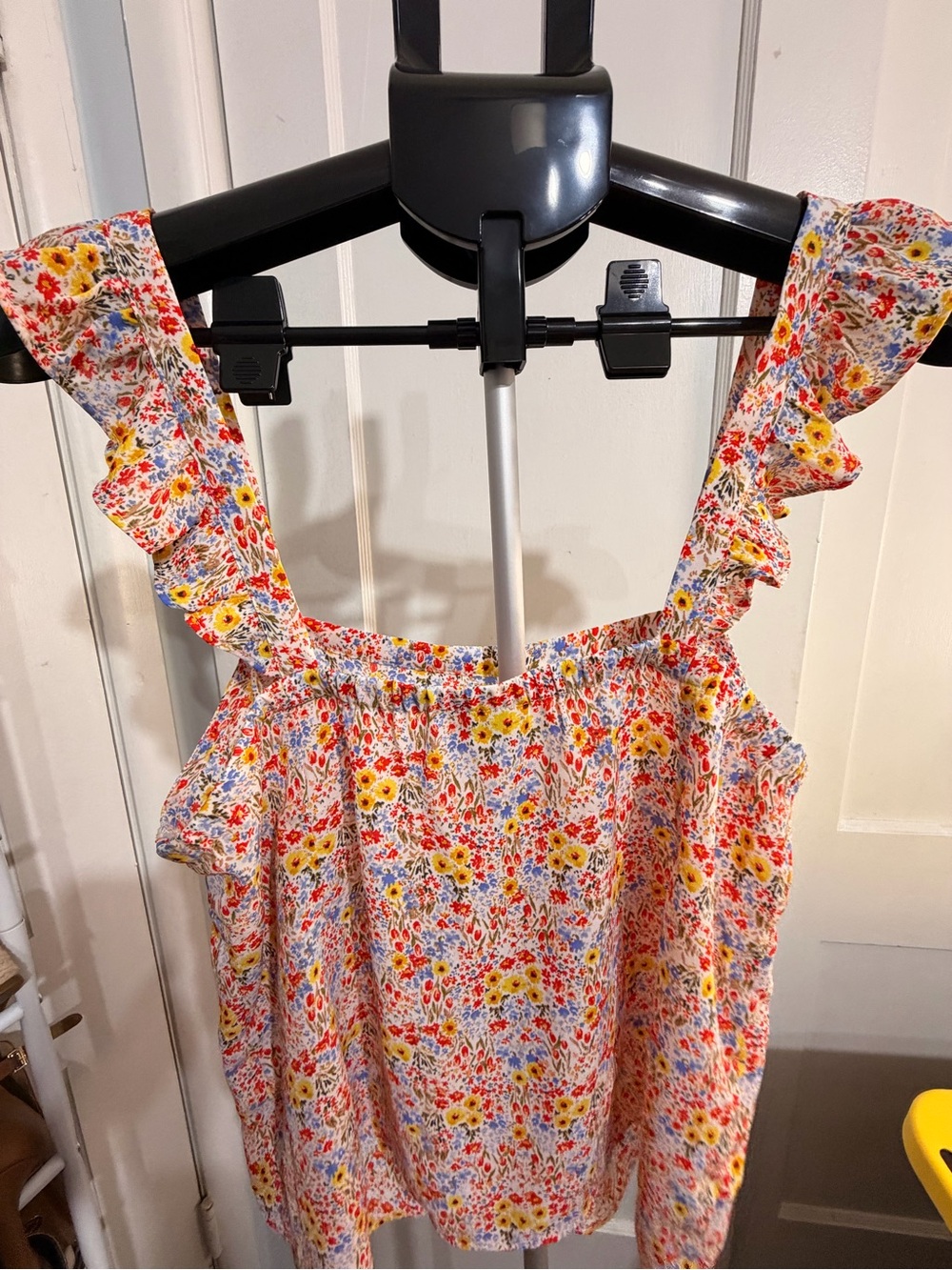 LOFT Floral Ruffle-Strap Camisole in Red, Yellow & Blue